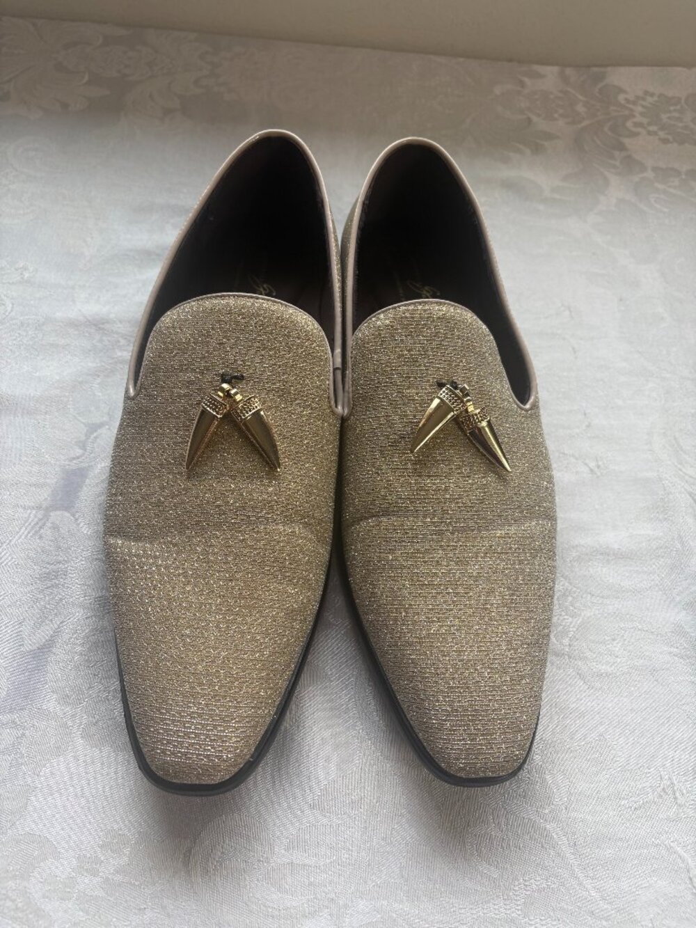 Giorgio Brutini Gold Conquest Collide Spiked Loafers size 10.5